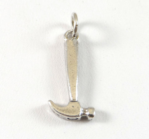 Vintage 925 Sterling Silver Small Hammer Design Charm Pendant (1.3G)