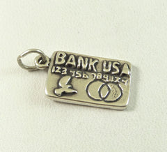 Vintage 925 Sterling Silver "Bank Usa" Credit Card Charm Pendant (2.1G)