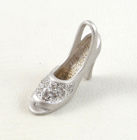 Vintage Sterling Silver Faceted Cz High Heel Shoe Pendant (2.7G)