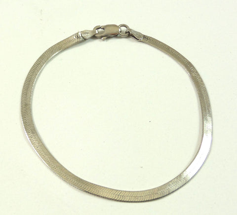 Vintage 925 Sterling Silver Herringbone Link Design 7" Bracelet (2.5G)