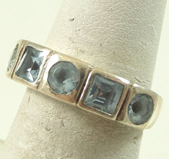 Vintage 925 Sterling Silver Faceted Aquamarine Ring Size 5.75 (4.4G)