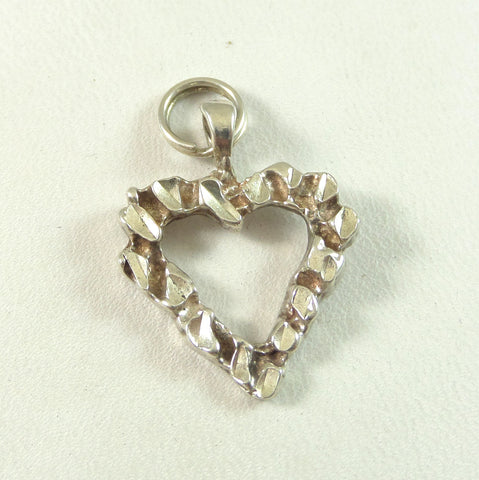 Vintage 925 Sterling Silver Dangle Heart Design Pendant (2.1G)