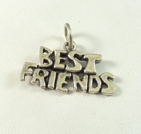 Vintage 925 Sterling Silver "Best Friends" Dangle Pendant (2.5G)