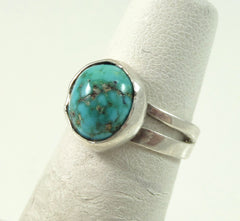 Vintage 925 Sterling Silver Blue Turquoise Oval Ring Size 3 (2.5G)