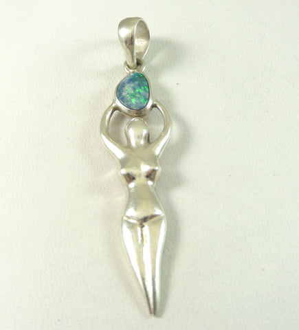 Vintage 925 Sterling Silver Fire Opal Dangle Woman Pendant (5G)