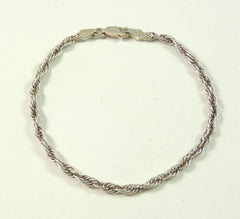 Vintage 925 Sterling Silver Fine Italy Rope Chain Bracelet (3.5G)