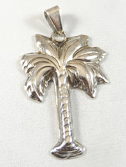 Vintage 925 Sterling Silver Raised Palm Tree Design Pendant (12.3G)