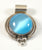 Vintage 925 Sterling Silver Round Blue Cat'S Eye Drop Pendant (13.6G)