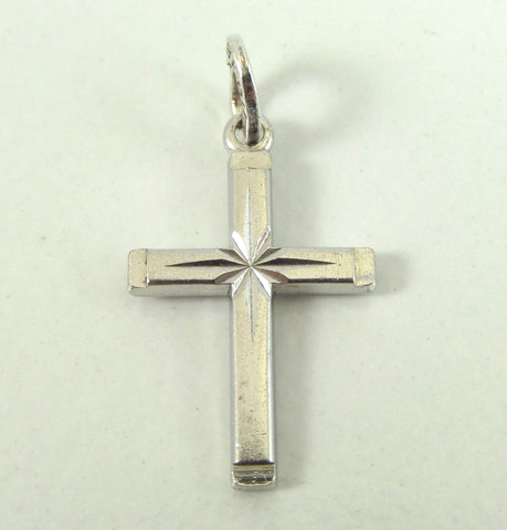 Vintage Jewelry 925 Sterling Silver Beau Designer Faceted Cross Charm