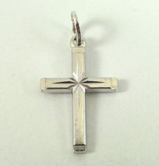 Vintage Jewelry 925 Sterling Silver Beau Designer Faceted Cross Charm