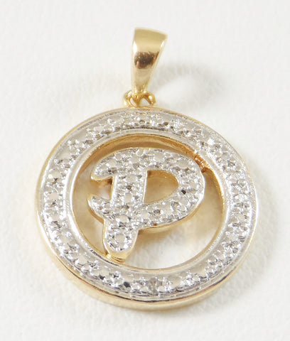 Vintage Gold Over 925 Sterling Silver Letter "P" In Circle Pendant