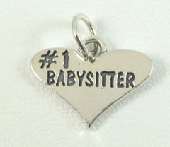 Vintage Jewelry 925 Sterling Silver "#1 Babysitter" Heart Design Charm