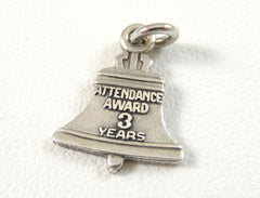 Vintage Jewelry 925 Sterling Silver 3 Years Attendance Award Pendant