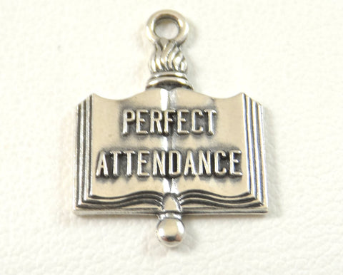 Vintage Jewelry 925 Sterling Silver Perfect Attendance School Pendant