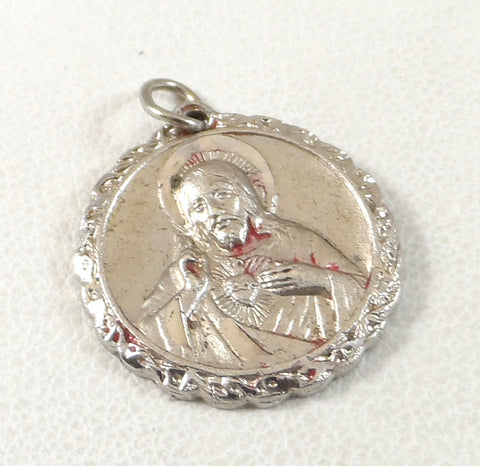 Vintage 925 Sterling Silver Round Jesus Christian Pendant (3.8G)