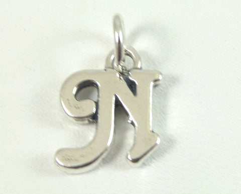 Vintage Jewelry 925 Sterling Silver Cursive Letter "N" Design Charm