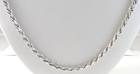 Vintage 925 Sterling Silver Elegant Italy Rope Chain Necklace (14.7G)