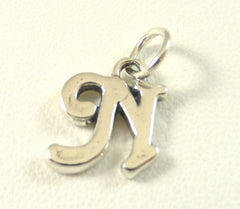 Vintage Jewelry 925 Sterling Silver Cursive Letter "N" Design Charm