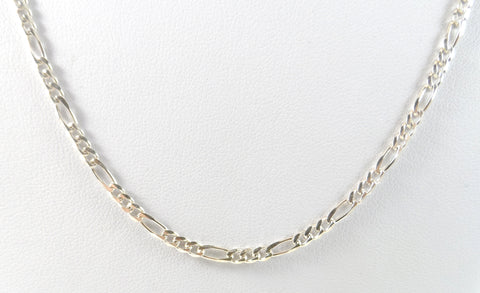 Vintage 925 Sterling Silver India Figaro Link Chain Necklace (6.5G)