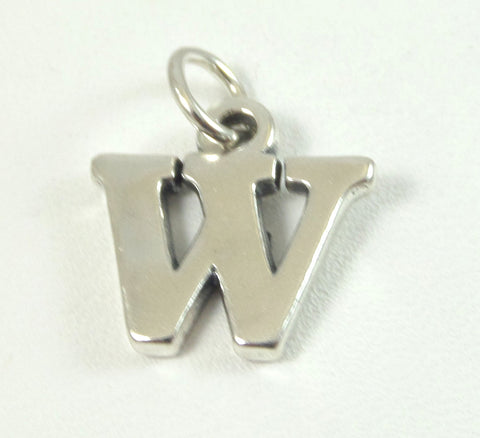 Vintage Jewelry 925 Sterling Silver Letter "W" Design Charm