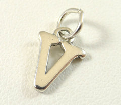 Vintage Jewelry 925 Sterling Silver Letter "V" Design Charm