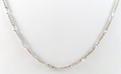 Vintage 925 Sterling Silver Italy Figaro Link Chain Necklace (3.1G)