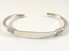 Vintage 925 Sterling Silver Rare Mexico Coil Cuff Bracelet (15G)