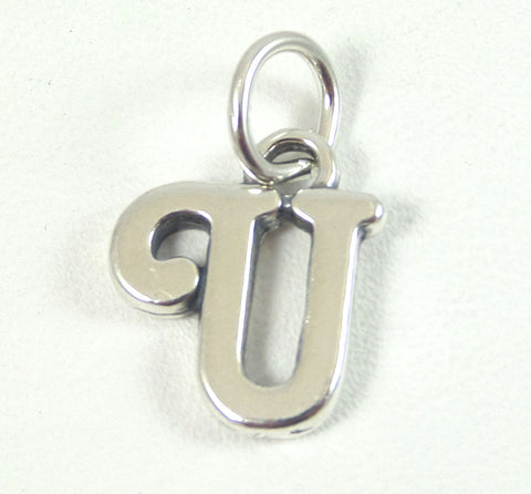 Vintage Jewelry 925 Sterling Silver Cursive Letter "U" Design Charm