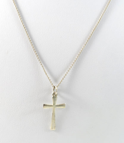 Vintage 925 Sterling Silver Italy Chain Cross Pendant Necklace (2.3G)