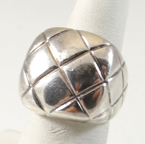 Vintage 925 Sterling Silver Basketweave Design Dome Ring Size 6 (10.1G)