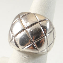 Vintage 925 Sterling Silver Basketweave Design Dome Ring Size 6 (10.1G)