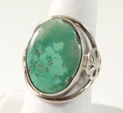 Vintage 925 Sterling Silver Turquoise Oval Dome Ring Size 8 (8.9G)