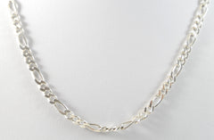 Vintage 925 Sterling Silver Italy Figaro Link Chain Necklace (10.3G)