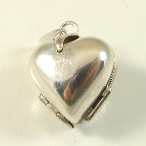 Vintage 925 Sterling Silver Rare Mexico Heart Locket Pendant (19.7G)