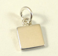 Vintage 925 Sterling Silver Engravable Square Dangle Pendant (2.6G)