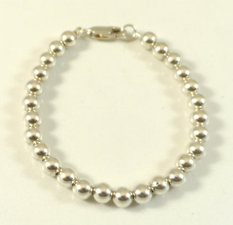 Vintage 925 Sterling Silver Ball Beaded Chain Bracelet (7.1G)