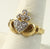 Gold Over 925 Sterling Silver White Stones Heart Ring Size 7.25 (3G)