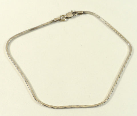 Vintage 925 Sterling Silver Italy Snake Box Chain Anklet (4G)