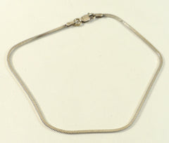 Vintage 925 Sterling Silver Italy Snake Box Chain Anklet (4G)