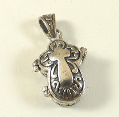 Vintage 925 Sterling Silver Cross Locket Dangle Pendant (7.9G)