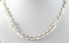 Vintage 925 Sterling Silver Freshwater Pearl Box Chain Necklace (9.3G)