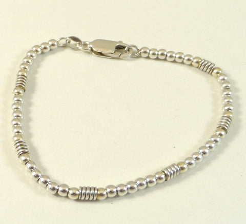 Vintage 925 Sterling Silver Unique Ball Beaded Chain Bracelet (6.7G)