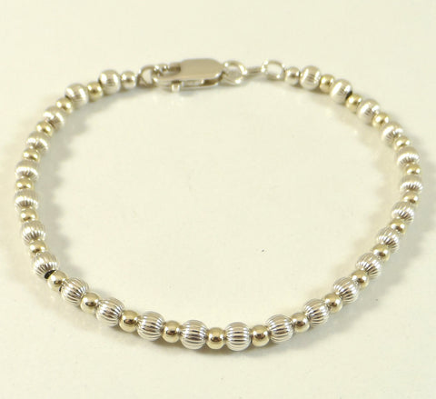 Vintage 925 Sterling Silver Unique Ball Beaded Chain Bracelet (6.3G)