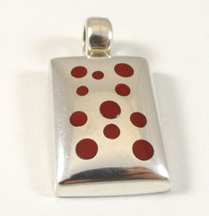 Vintage 925 Sterling Silver Large Red Onyx Round Dots Pendant (18.1G)