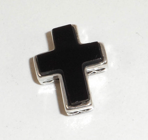 925 Sterling Silver Black Onyx Reversible Cross Pendant (2.1G) -102196 (2.1G)