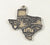 Vintage 925 Sterling Silver "Texas" State Design Charm Pendant (1.9G)