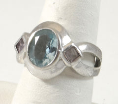 Vintage 925 Sterling Silver Light Blue Topaz Ring Size 7 (6.1G)