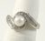 Vintage 925 Sterling Silver Pearl & Diamond Cocktail Ring Size 5 (3.4G)