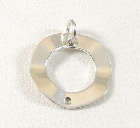 925 Sterling Silver Faceted Circle Charm Starter Design Pendant (0.9G)