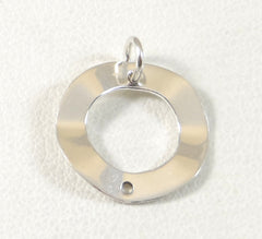 925 Sterling Silver Faceted Circle Charm Starter Design Pendant (0.9G)